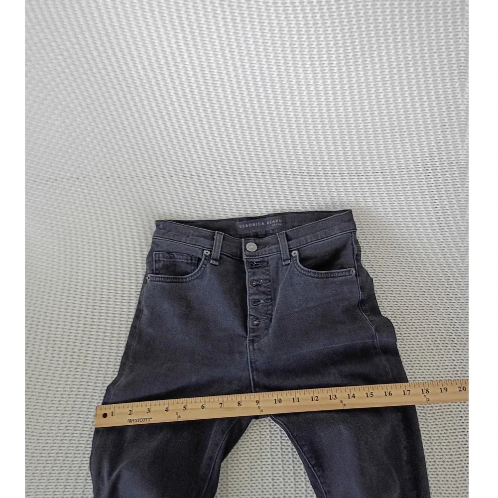 Veronica Beard Debbie High Rise Skinny Jeans Charcoal Button Fly‎ 24x27 USA $228